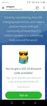 SHEHASWANDERLUST coupon verification screenshot