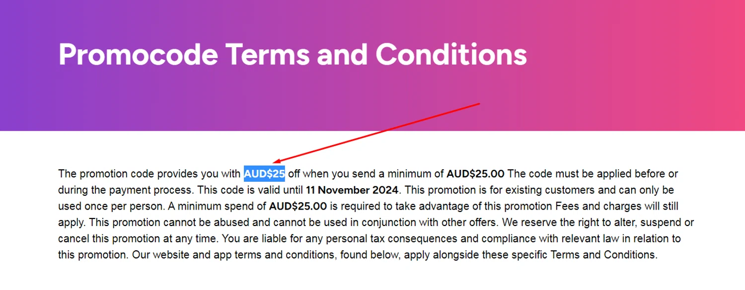 WorldRemit promo code screenshot showing code AUD$25 applied at WorldRemit checkout page. Uploaded by SimplyCodes community member Lyn1991 on May 13, 2025