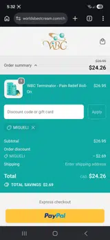 MIGUELI coupon verification screenshot