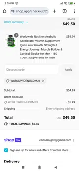 worldwidenucom23 coupon verification screenshot