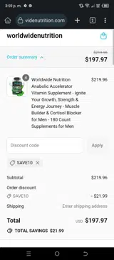 SAVE10 coupon verification screenshot