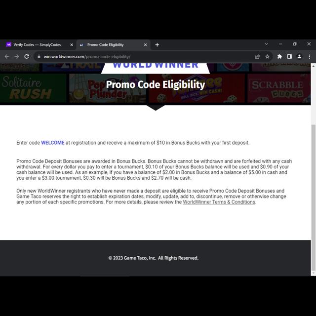 WorldWinner checkout page showing WorldWinner promo code box | Screenshot taken by SimplyCodes community member on Sep 4, 2023