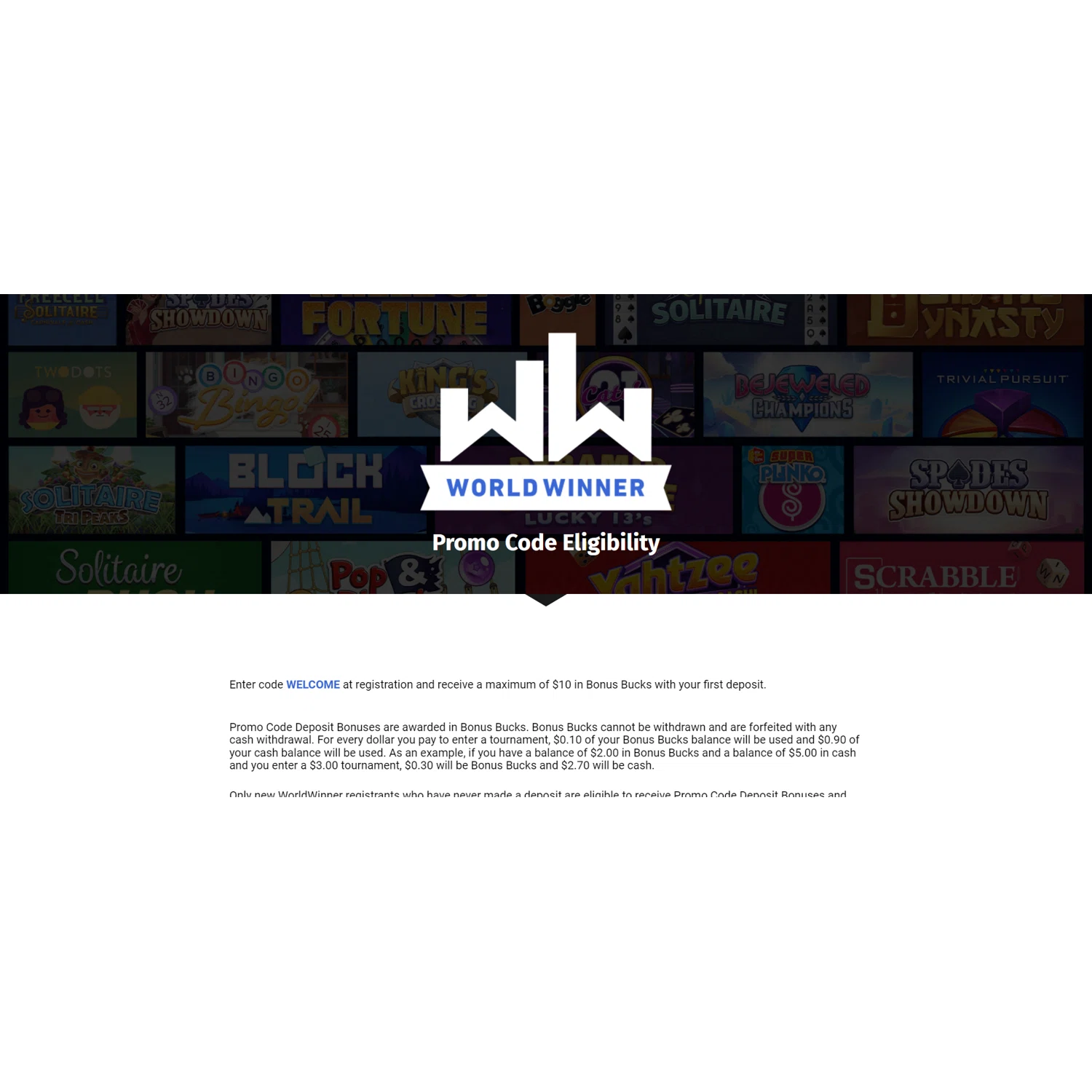 where to use WorldWinner promo code box