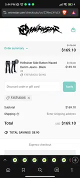 F3STUDIOS coupon verification screenshot