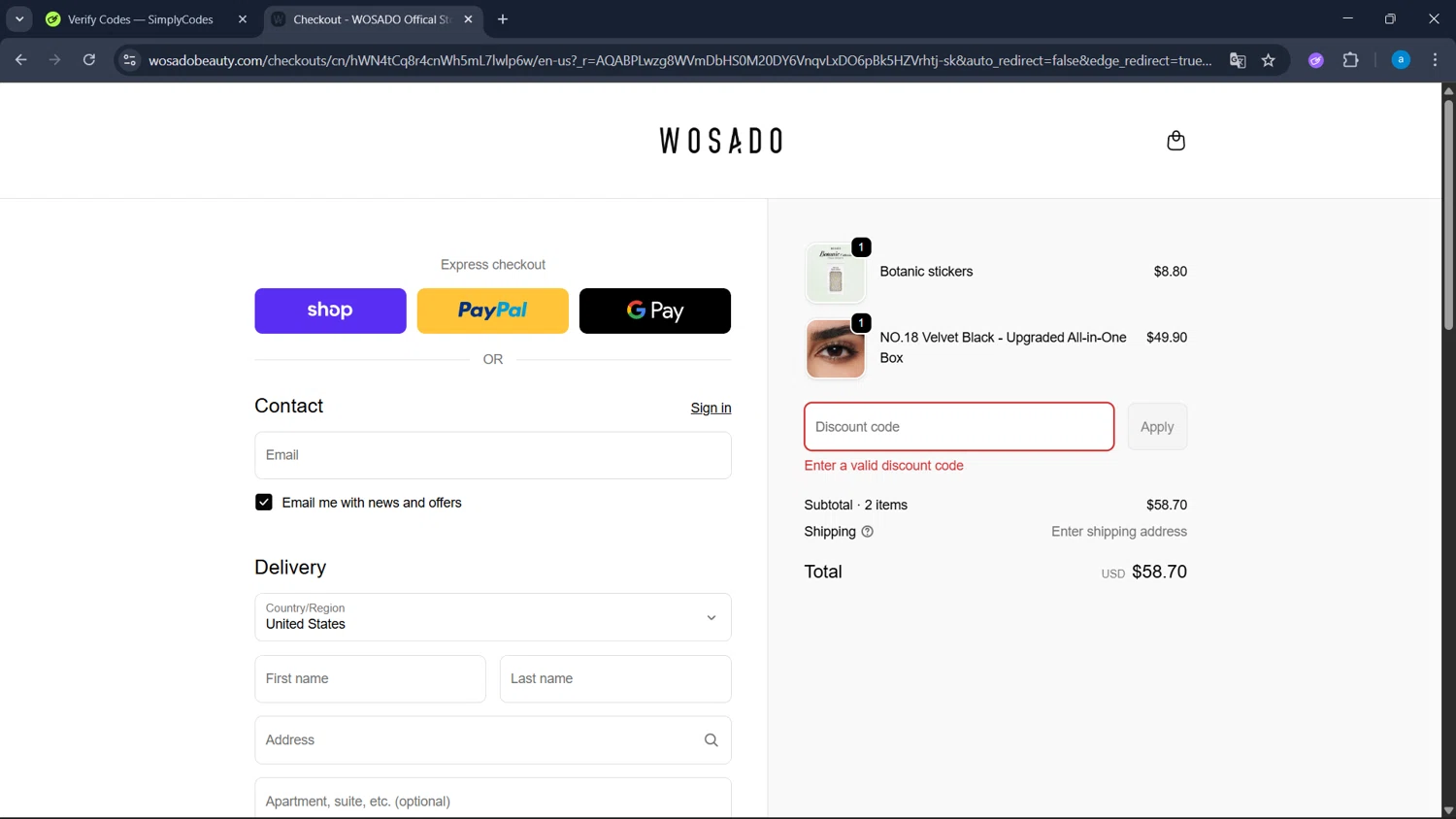 WOSADO discount code screenshot showing code sign10off applied at WOSADO checkout page. Uploaded by SimplyCodes community member WiseHawk9255 on Nov 4, 2025