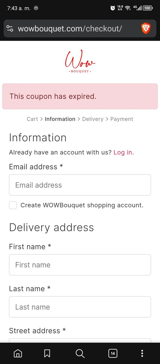Wow Bouquet coupon code screenshot showing code BASKET applied at Wow Bouquet checkout page. Uploaded by SimplyCodes community member MrWolf on Oct 16, 2025