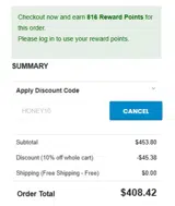 HONEY10 coupon verification screenshot