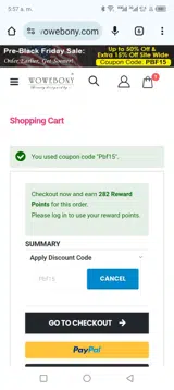 Pbf15 coupon verification screenshot