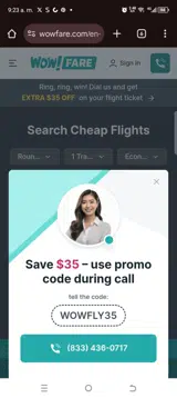 wowfly35 coupon verification screenshot
