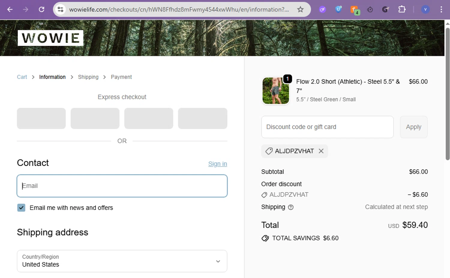 Wowie discount code screenshot showing code ALJDPZVHAT applied at Wowie checkout page. Uploaded by SimplyCodes community member beatrizcastillo on Jan 31, 2026