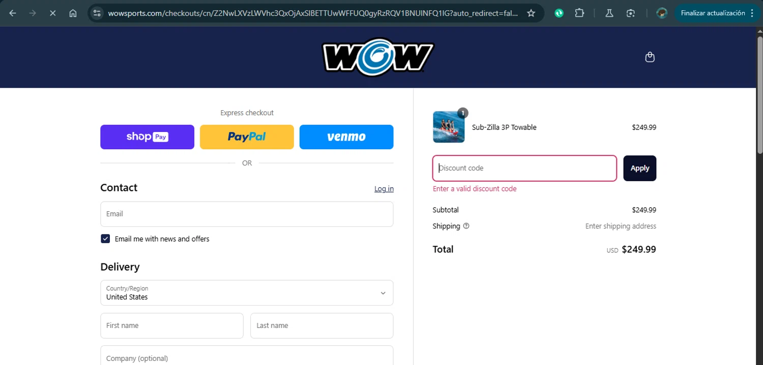 WOW Sports discount code screenshot showing code SUMMEREND applied at WOW Sports checkout page. Uploaded by SimplyCodes community member MariaCorinaMachado on Mar 15, 2025