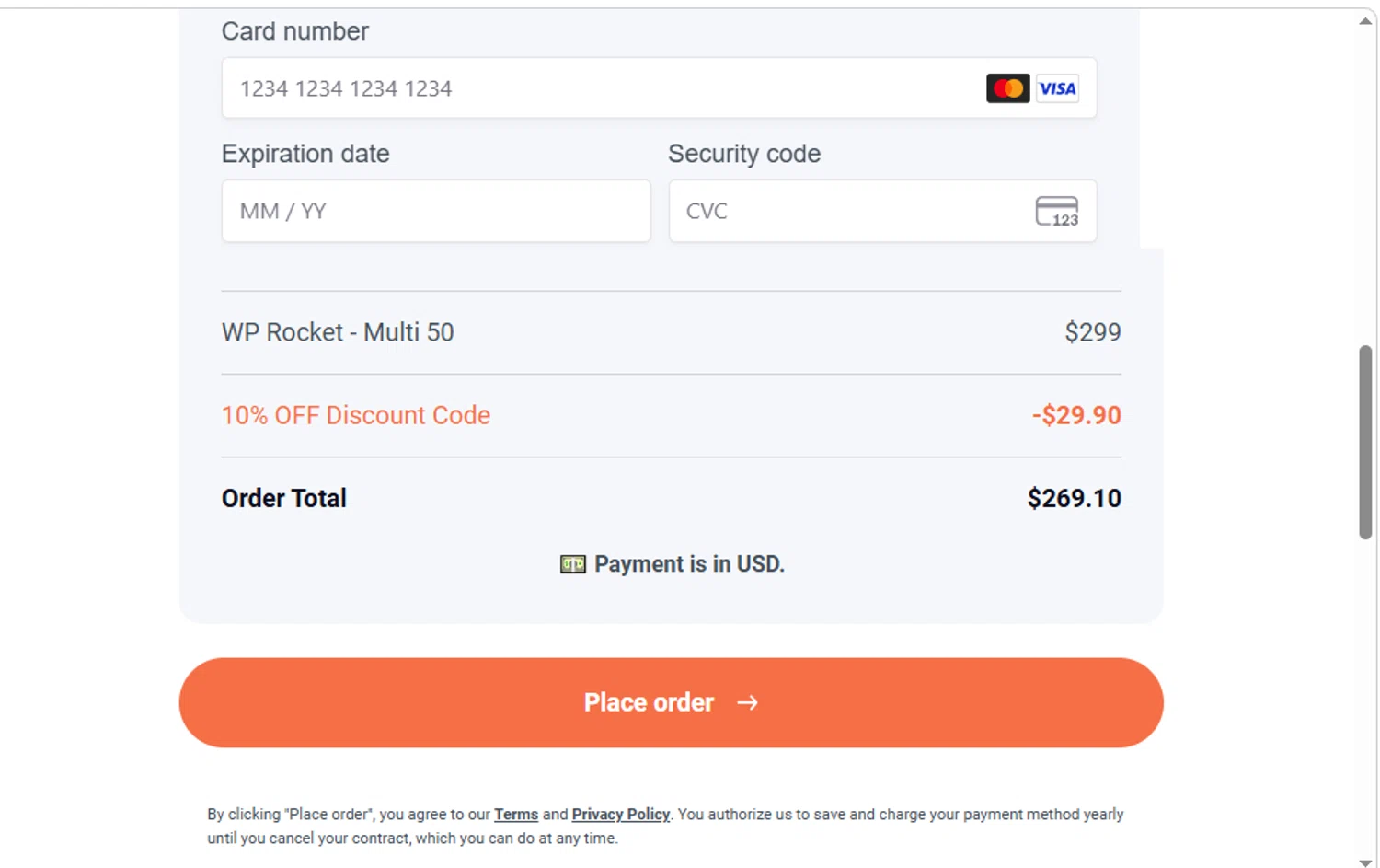 WP Rocket coupon code screenshot showing code WPSH10 applied at WP Rocket checkout page. Uploaded by SimplyCodes community member luislopez669902715 on Jun 13, 2025