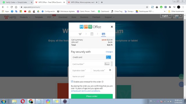 WPS checkout page showing WPS discount code box | Screenshot taken by SimplyCodes community member on Mar 11, 2021