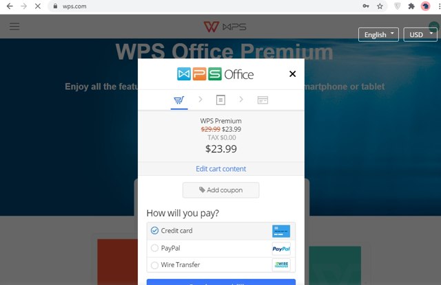 WPS checkout page showing WPS discount code box | Screenshot taken by SimplyCodes community member on Feb 7, 2021