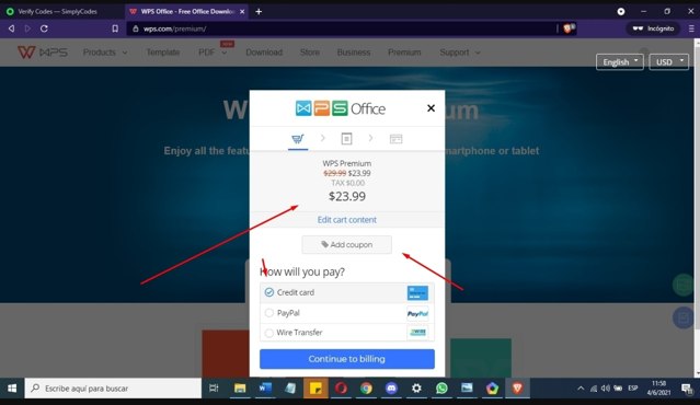 WPS checkout page showing WPS discount code box | Screenshot taken by SimplyCodes community member on Sep 18, 2021