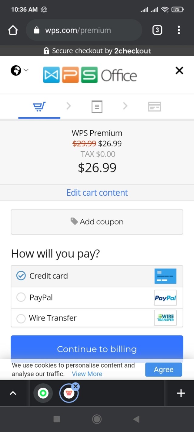 WPS checkout page showing WPS discount code box | Screenshot taken by SimplyCodes community member on Apr 24, 2021