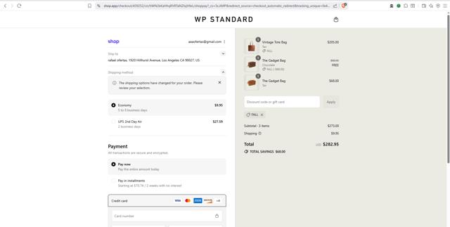 WP Standard checkout page showing WP Standard discount code box | Screenshot taken by SimplyCodes community member on Sep 4, 2025