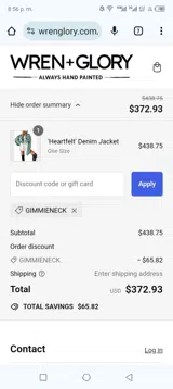 GIMMIENECK coupon verification screenshot