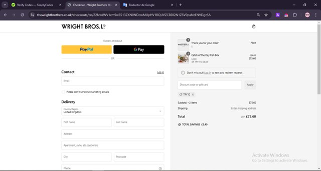 Wright Brothers checkout page showing Wright Brothers discount code box | Screenshot taken by SimplyCodes community member on Jan 6, 2025