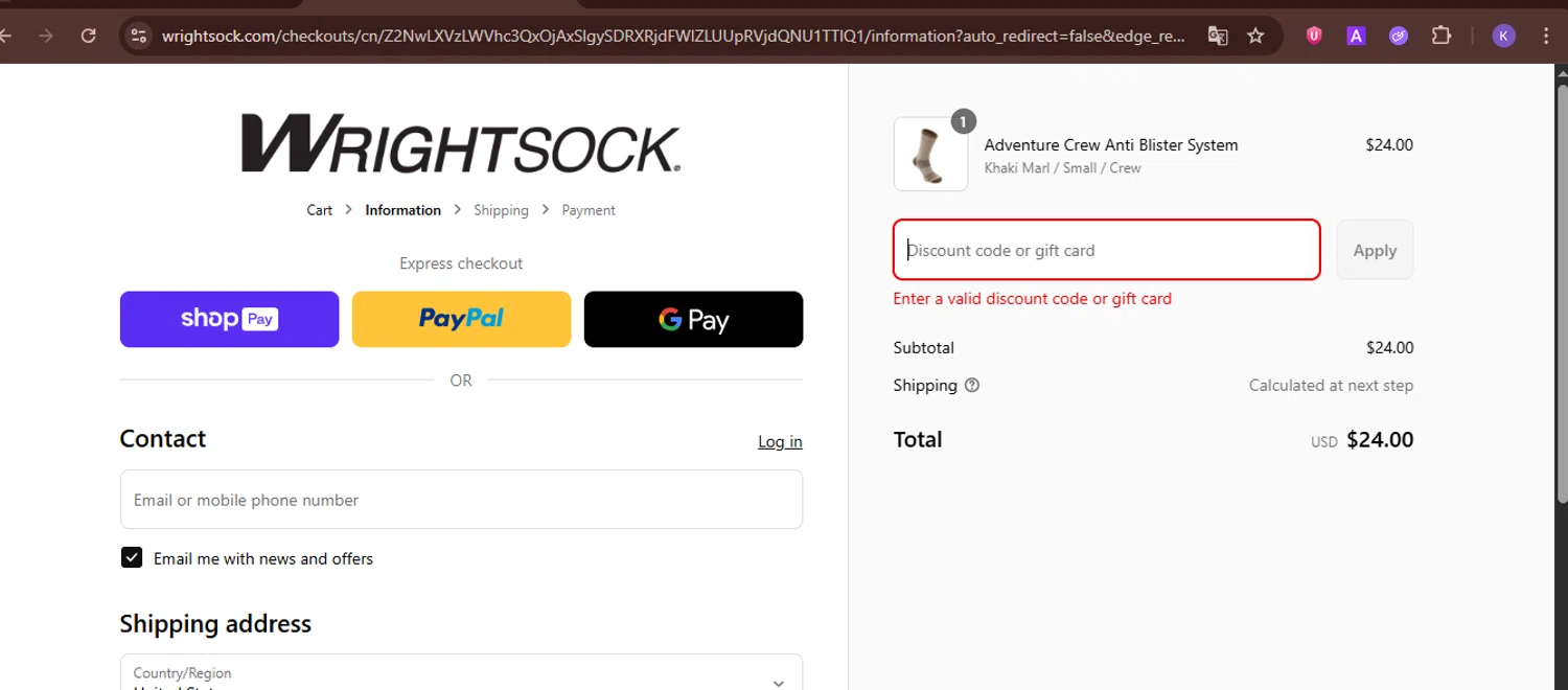 Wrightsock discount code screenshot showing code STEPHEN15 applied at Wrightsock checkout page. Uploaded by SimplyCodes community member FortunateDefender3676 on Jun 6, 2025