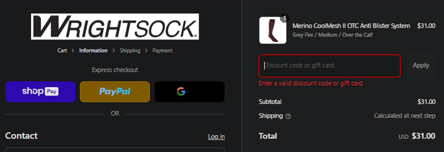 Wrightsock discount code screenshot showing code JULY4 applied at Wrightsock checkout page. Uploaded by SimplyCodes community member idkxxx on Jul 9, 2025