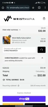 CHRISTINA48929 coupon verification screenshot