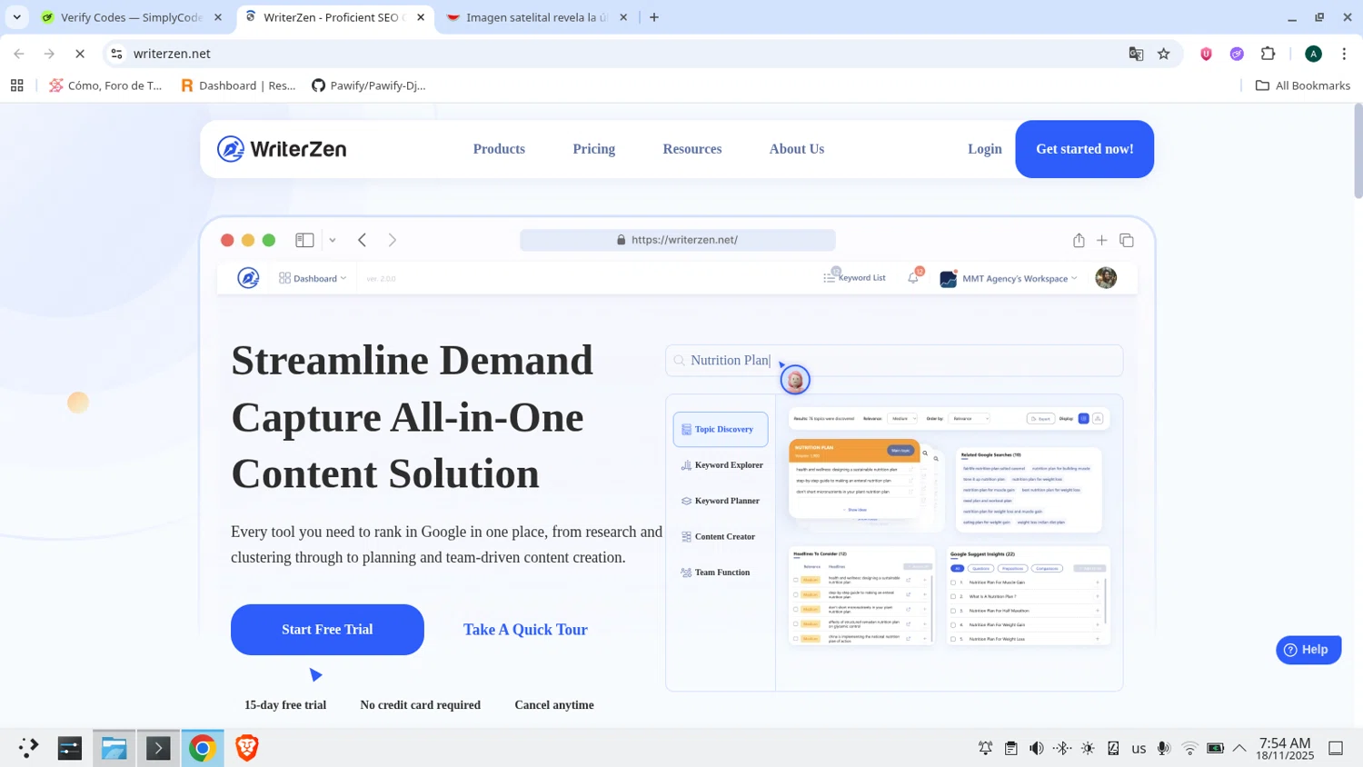 WriterZEN promo code screenshot showing code WZXMAS20 applied at WriterZEN checkout page. Uploaded by SimplyCodes community member admeneses on Nov 18, 2025