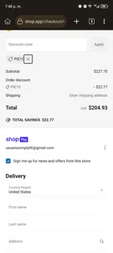 pie10 coupon verification screenshot