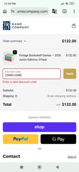 20WELCOME coupon verification screenshot