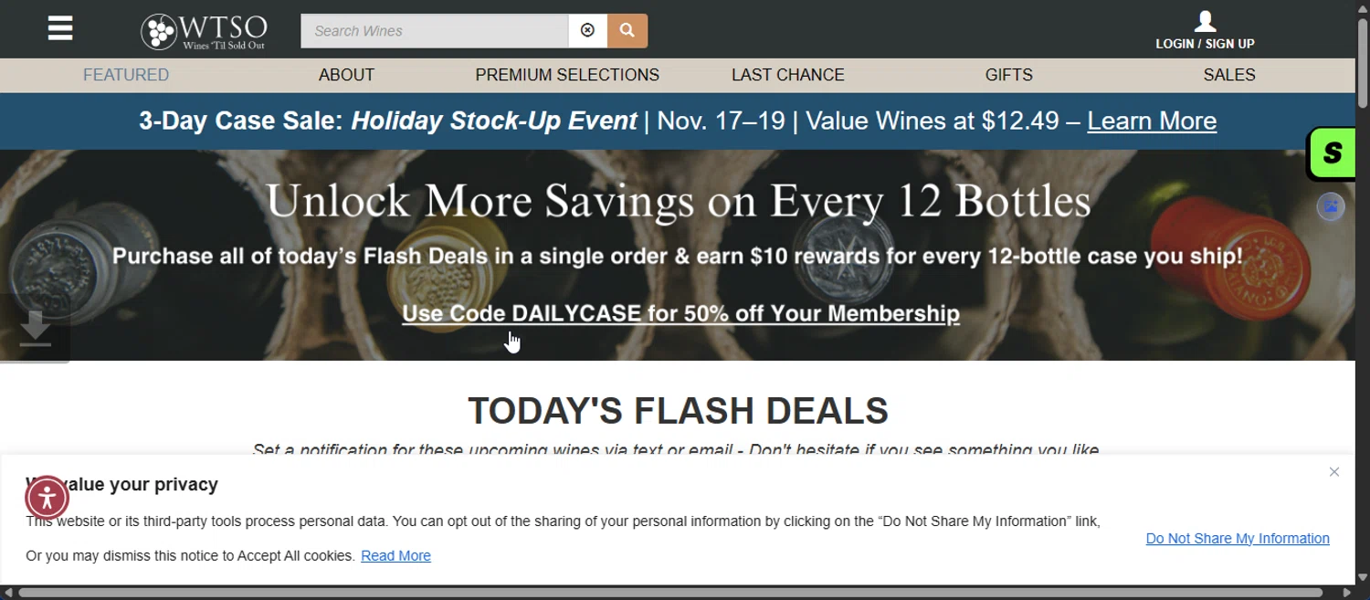 Wtso.com promo code screenshot showing code DAILYCASE applied at Wtso.com checkout page. Uploaded by SimplyCodes community member 111111 on Nov 15, 2025