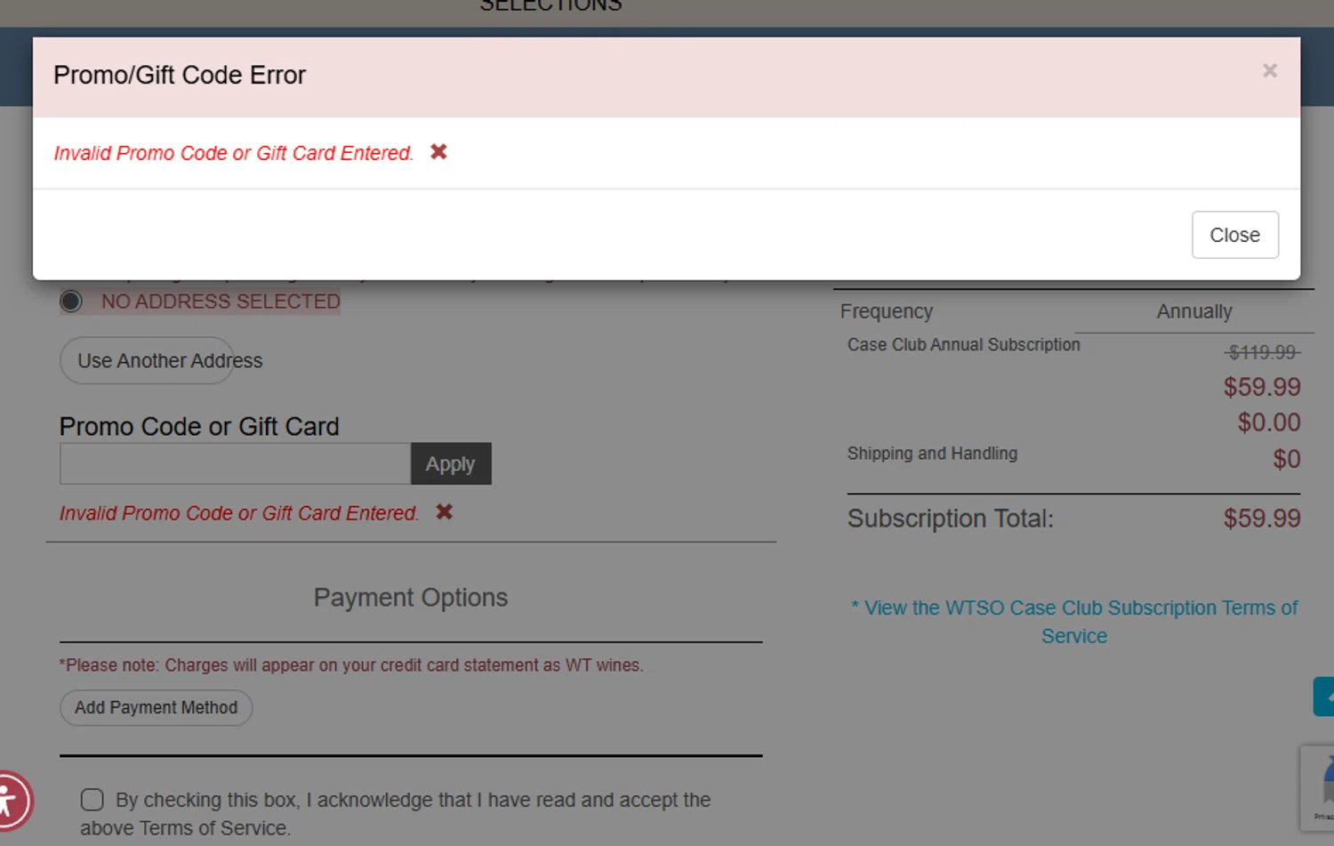 Wtso.com promo code screenshot showing code MarchCASE applied at Wtso.com checkout page. Uploaded by SimplyCodes community member DiscountMonarch3980 on Apr 23, 2025