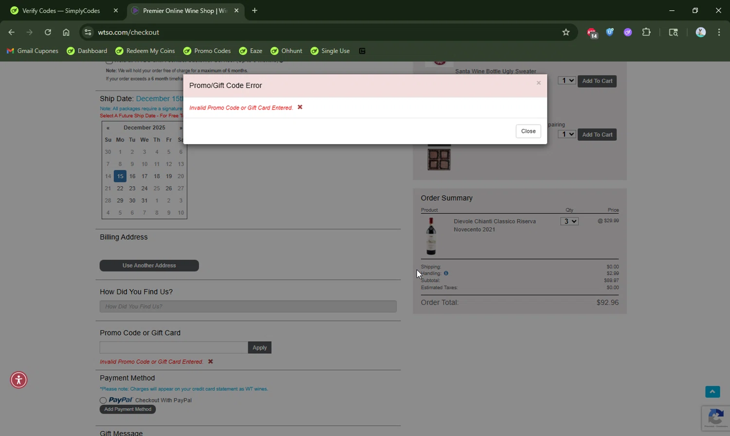 Wtso.com promo code screenshot showing code NOVCASE applied at Wtso.com checkout page. Uploaded by SimplyCodes community member LHaunter2 on Dec 14, 2025
