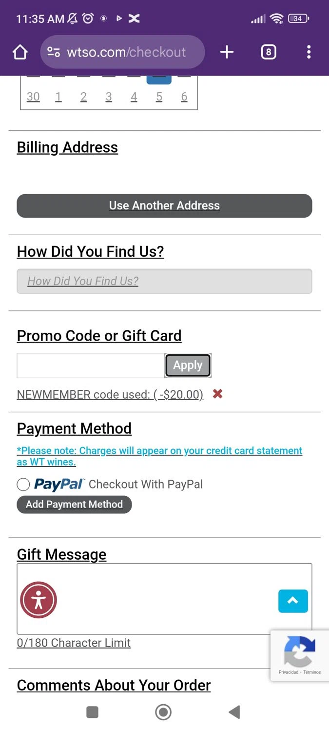 Wtso.com promo code screenshot showing code NEWMEMBER applied at Wtso.com checkout page. Uploaded by SimplyCodes community member manuel61escobar on Nov 27, 2025
