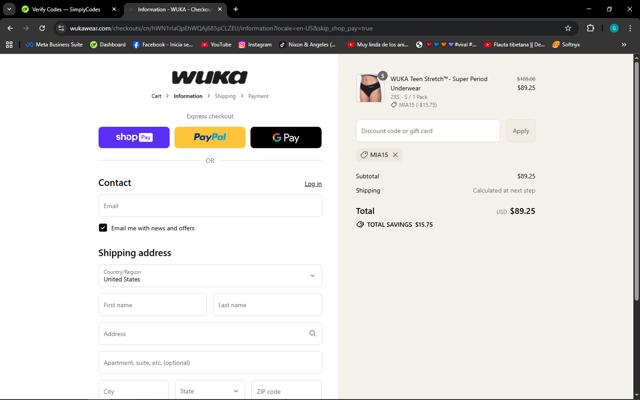 WUKA checkout page showing WUKA discount code box | Screenshot taken by SimplyCodes community member on Aug 16, 2025