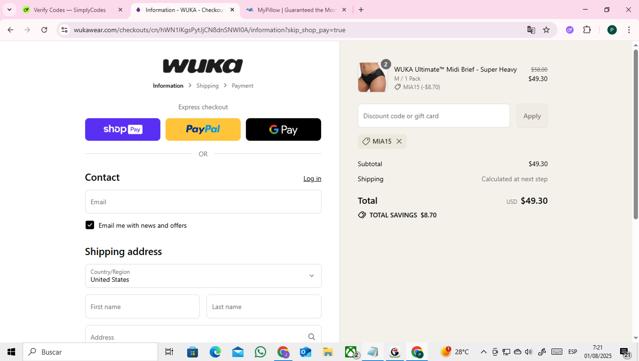 WUKA checkout page showing WUKA discount code box | Screenshot taken by SimplyCodes community member on Aug 1, 2025