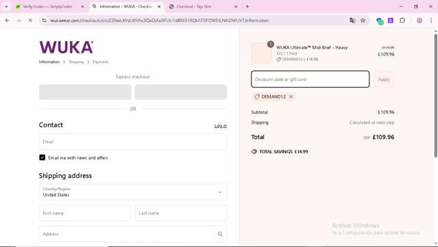 WUKA checkout page showing WUKA discount code box | Screenshot taken by SimplyCodes community member on Apr 2, 2025