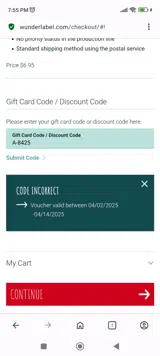 A-8425 coupon verification screenshot