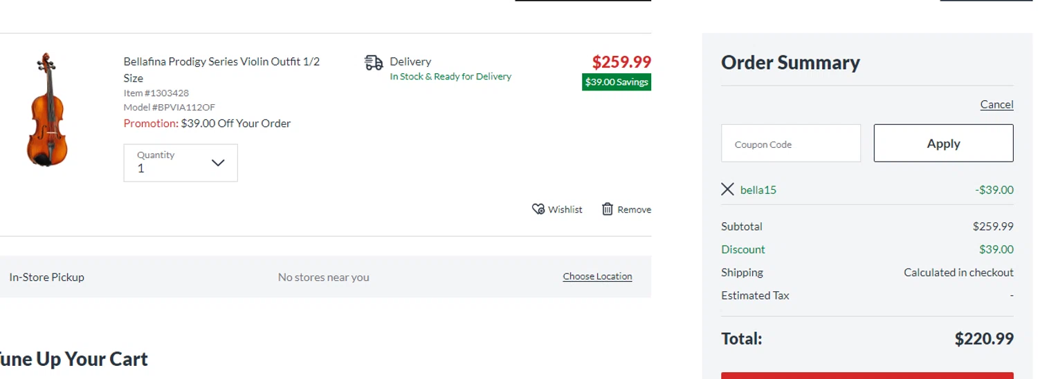 where to use Woodwind & Brasswind promo code box