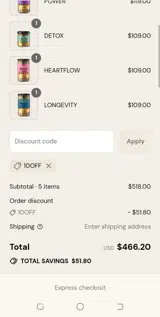 10OFF coupon verification screenshot