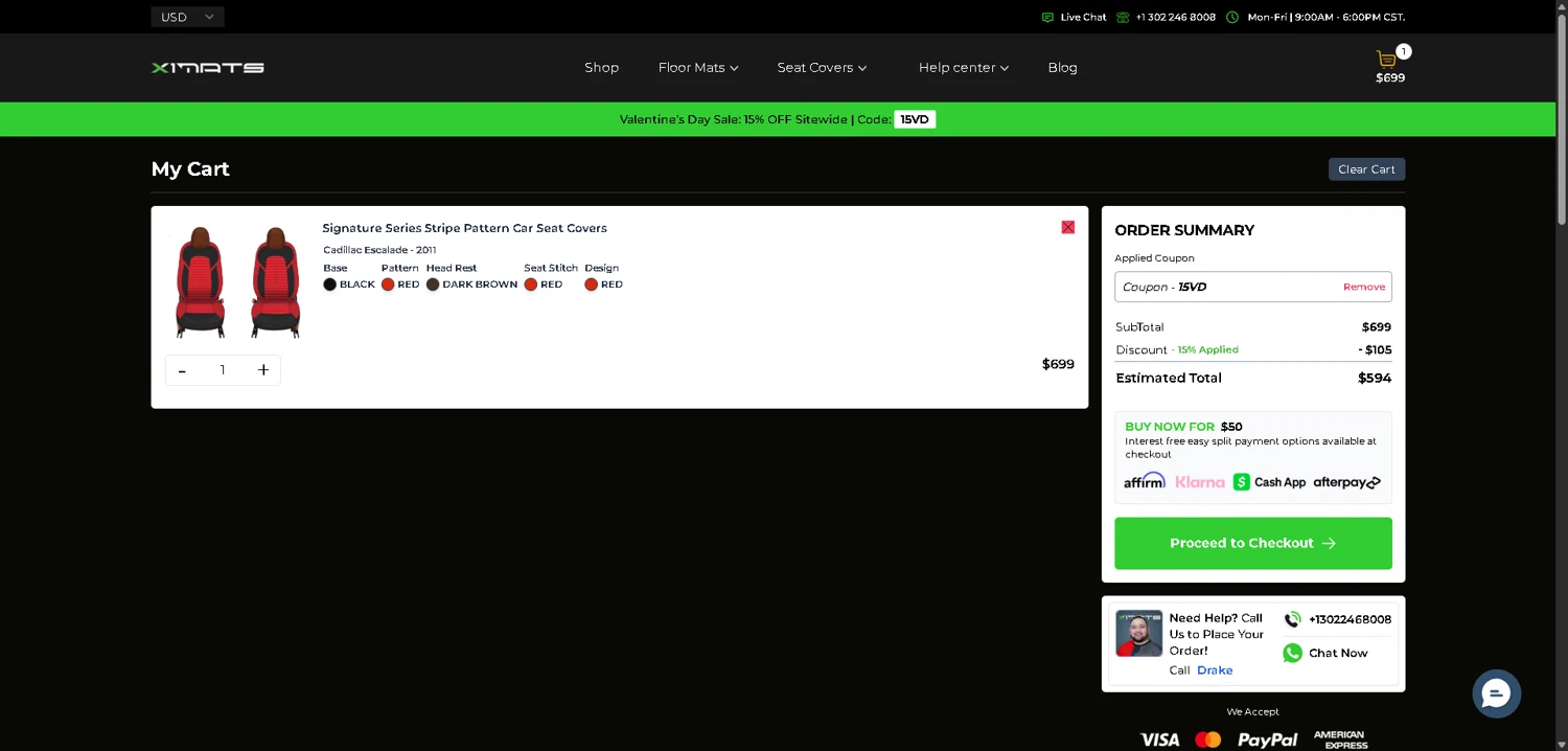 X1Mats checkout page showing X1Mats promo code box | Screenshot taken by SimplyCodes community member on Feb 5, 2026