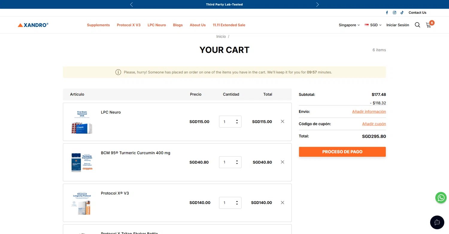 Xandro Lab promo code screenshot showing code bestunlockchop applied at Xandro Lab checkout page. Uploaded by SimplyCodes community member saltediosteve on Nov 12, 2025