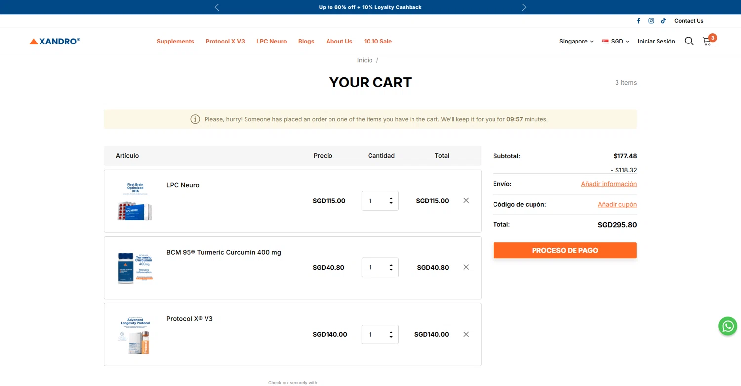 Xandro Lab promo code screenshot showing code bestunlockchop applied at Xandro Lab checkout page. Uploaded by SimplyCodes community member saltediosteve on Oct 24, 2025