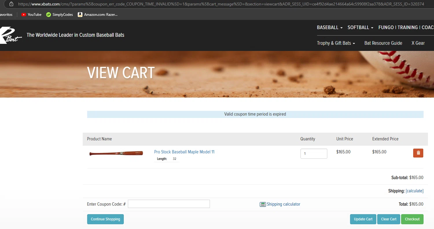 X Bats coupon code screenshot showing code xb2720 applied at X Bats checkout page. Uploaded by SimplyCodes community member Gojira on Jan 24, 2025