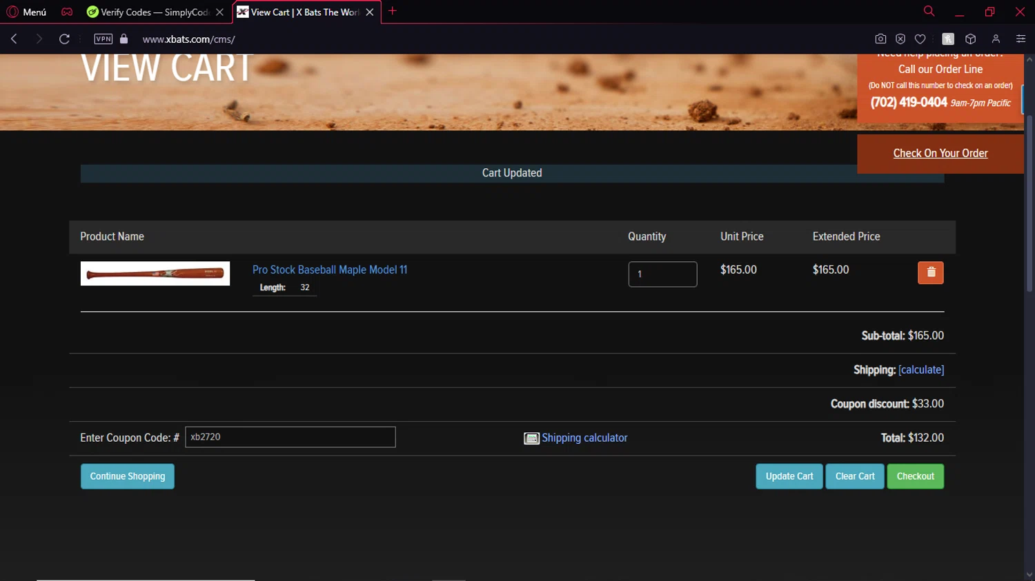 X Bats checkout page showing X Bats coupon code box | Screenshot taken by SimplyCodes community member on Nov 27, 2024