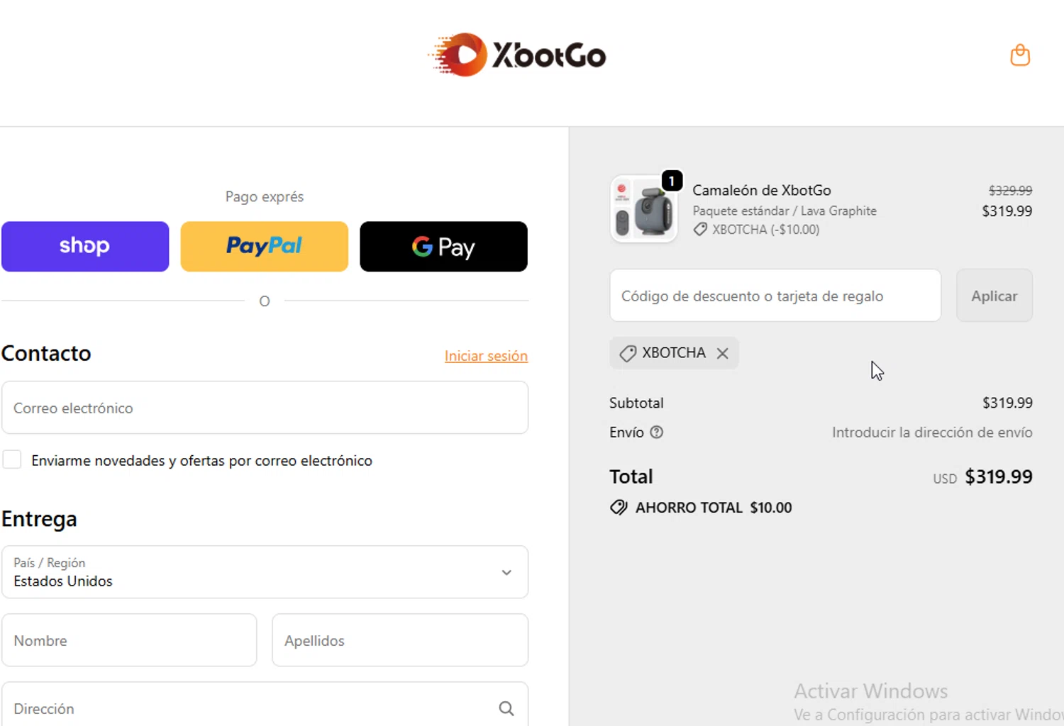 XbotGo promo code screenshot showing code XbotCha applied at XbotGo checkout page. Uploaded by SimplyCodes community member ligthYA on Jan 7, 2026