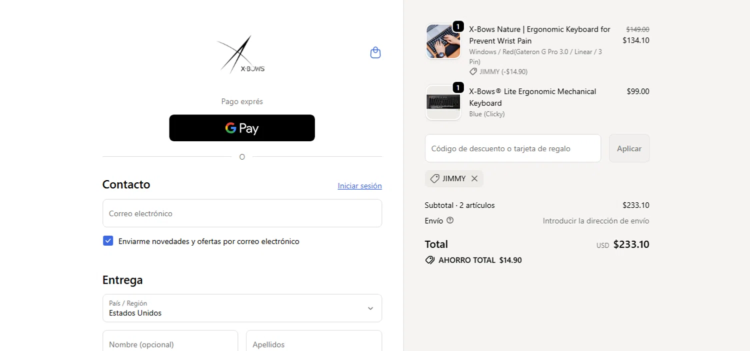 X-Bows promo code screenshot showing code JIMMY applied at X-Bows checkout page. Uploaded by SimplyCodes community member CashAce9852 on Dec 6, 2025