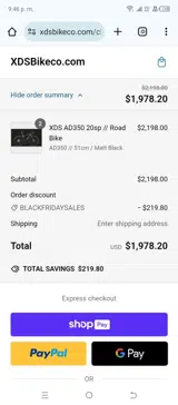 XDS Bike Co coupon verification screenshot