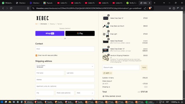 Xebec checkout page showing Xebec discount code box | Screenshot taken by SimplyCodes community member on Dec 14, 2024