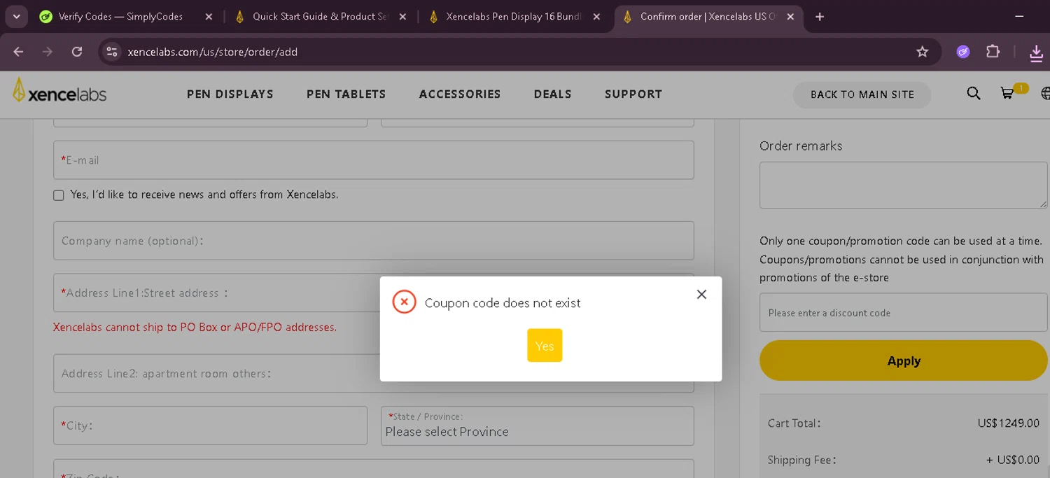 Xencelabs promo code screenshot showing code sa applied at Xencelabs checkout page. Uploaded by SimplyCodes community member EnmanuelEDITOR on Nov 28, 2025