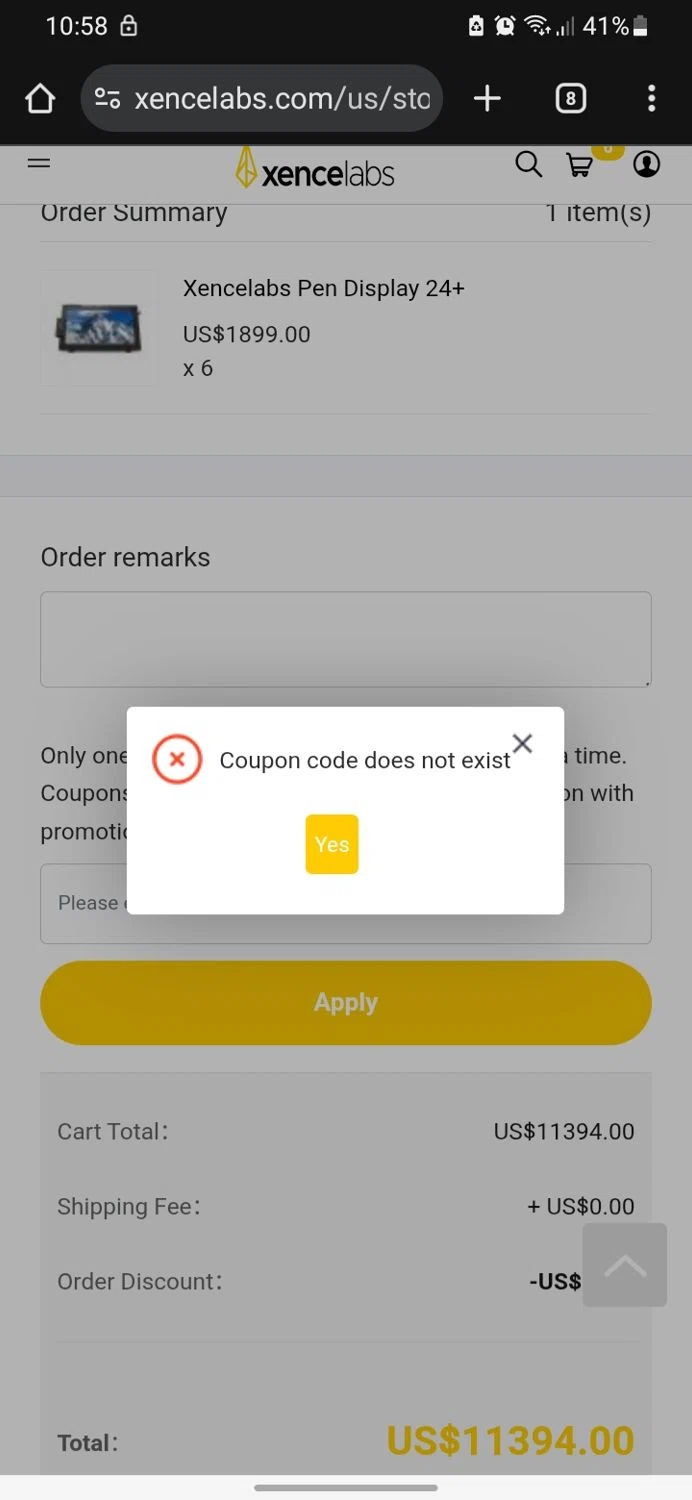 Xencelabs promo code screenshot showing code SALE20 applied at Xencelabs checkout page. Uploaded by SimplyCodes community member miguelcrast on Nov 29, 2025